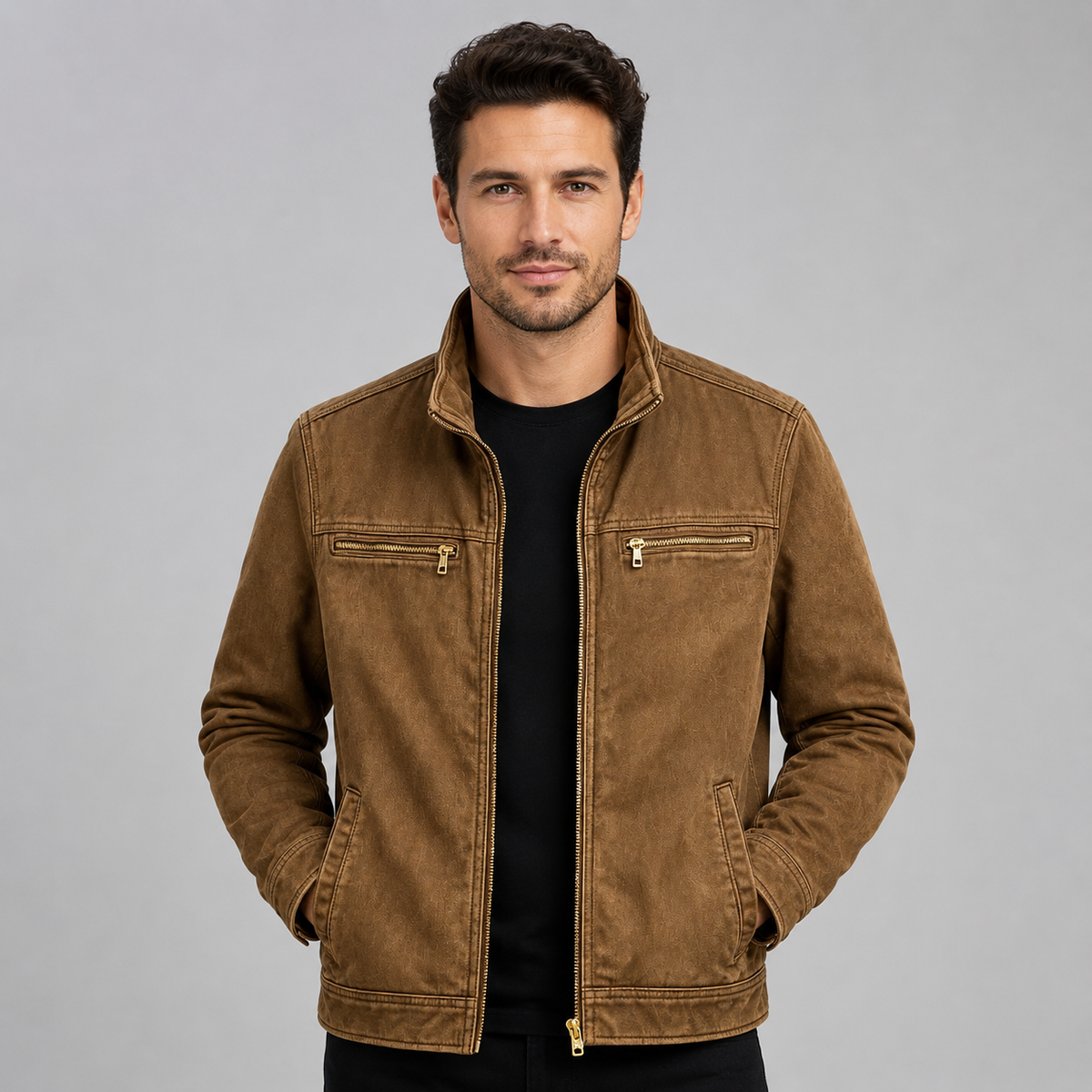 Giacca Casual da Uomo con Zip e Tasche sul Petto