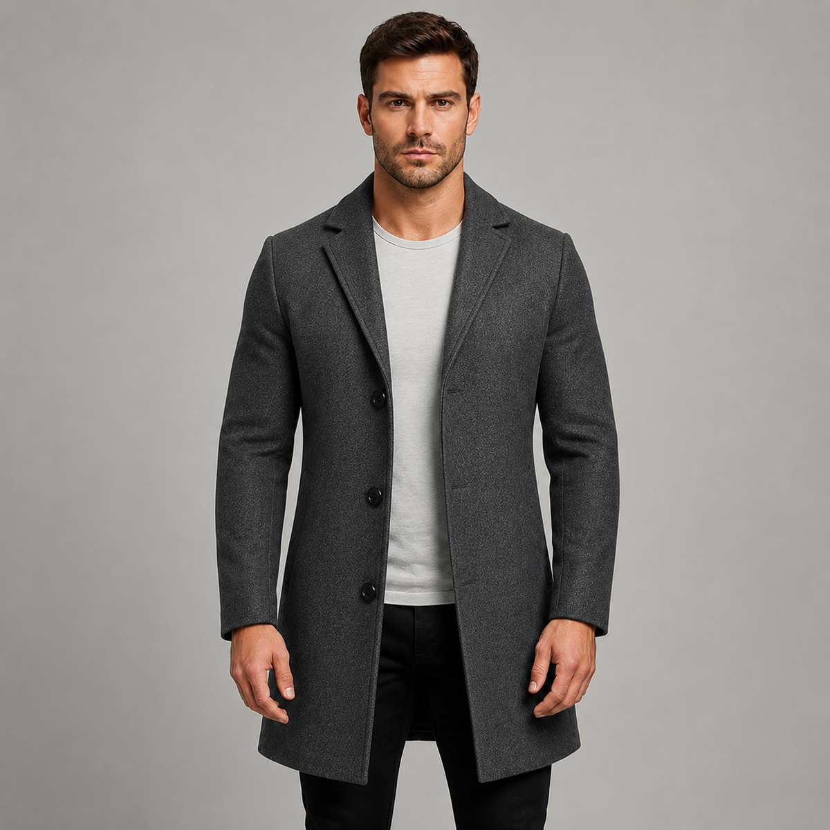 Cappotto Sartoriale da Uomo con Colletto a Revers