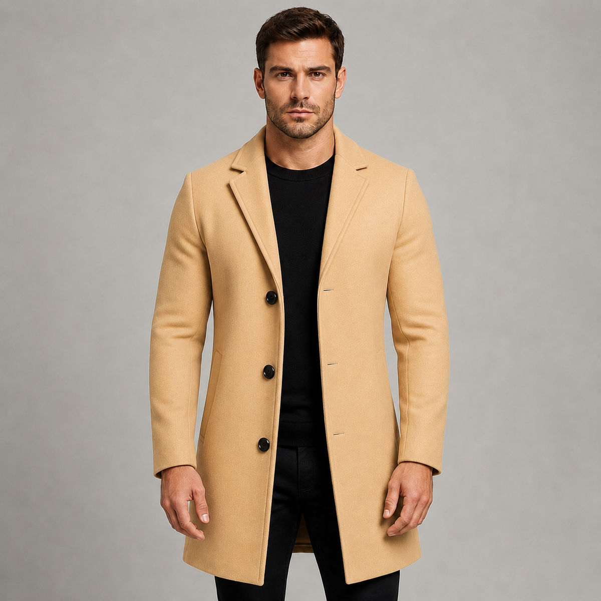 Cappotto Sartoriale da Uomo con Colletto a Revers