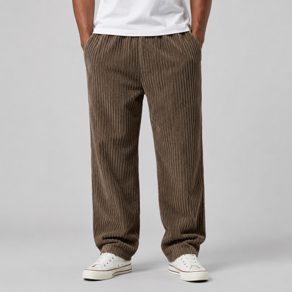 Pantaloni in Velluto a Coste da Uomo con Vestibilità Rilassata