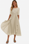 Vera Abito Elegante da Donna – Abito in Pizzo e Chiffon, Linea ad A, Midi e Maniche Corte