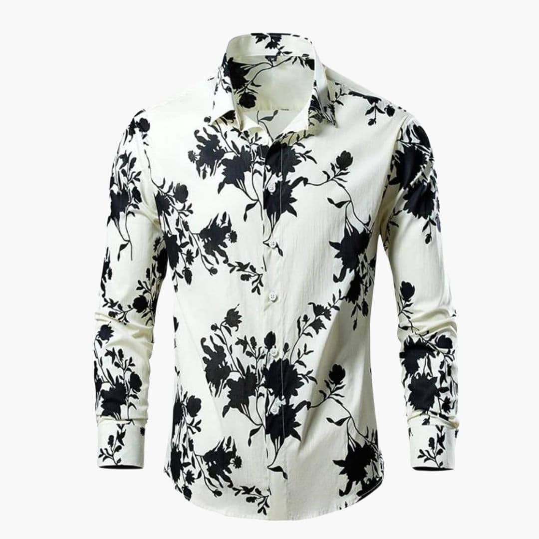 Camicia da uomo a maniche lunghe con motivo floreale