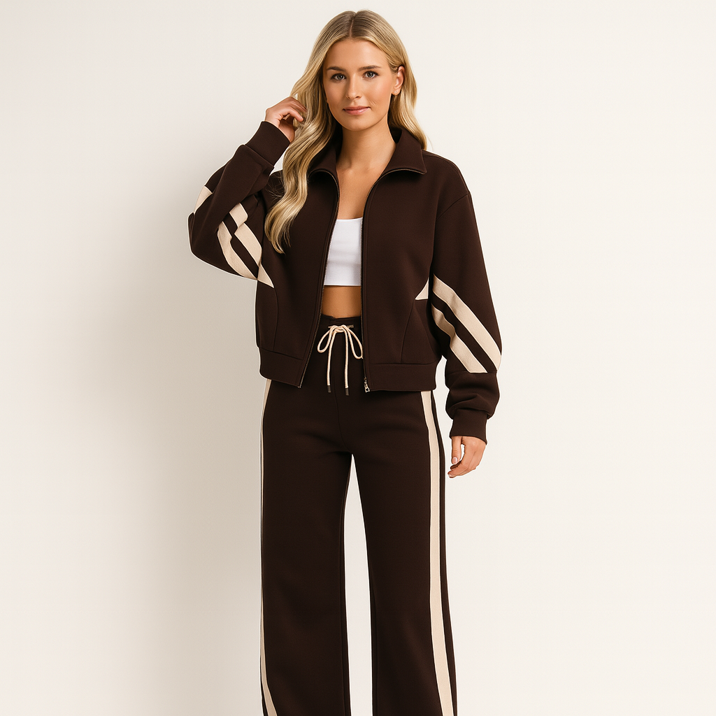 Set Tuta Sportiva da Donna con Felpa Zip e Pantaloni