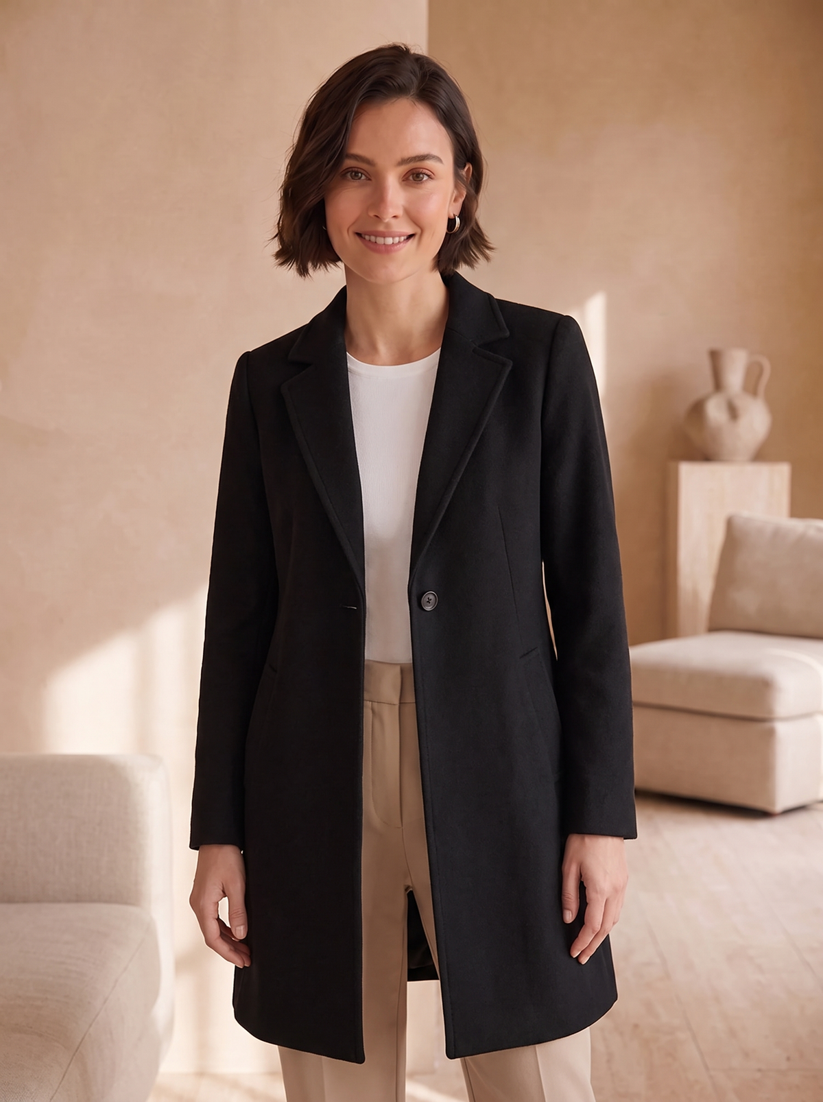 Cappotto Sartoriale da Donna con Rever e Taglio Slim