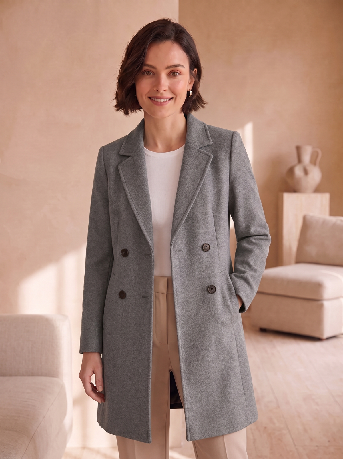 Cappotto Sartoriale da Donna con Rever e Taglio Slim