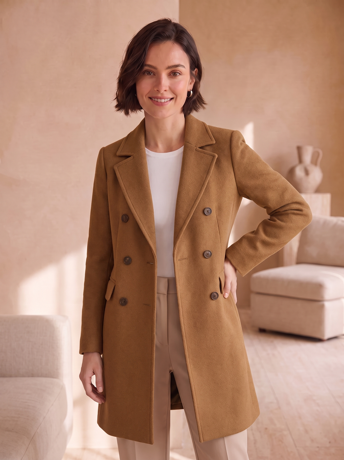 Cappotto Sartoriale da Donna con Rever e Taglio Slim