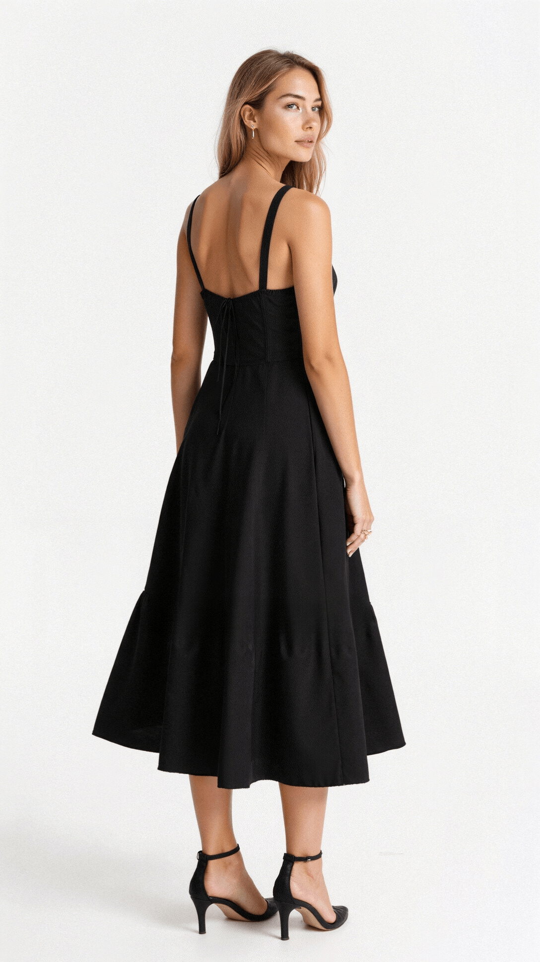 Vestido midi floral con tirantes para mujer
