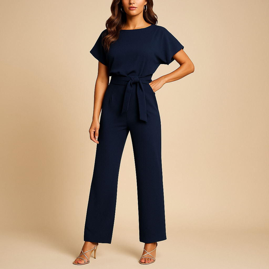 Tuta Intera Donna Elegante con Cintura e Pantaloni a Gamba Larga