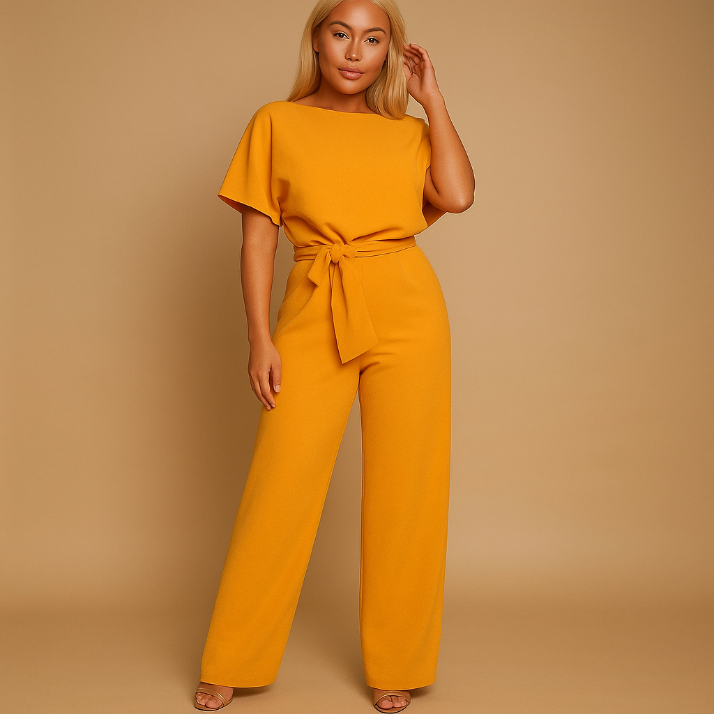 Tuta Intera Donna Elegante con Cintura e Pantaloni a Gamba Larga