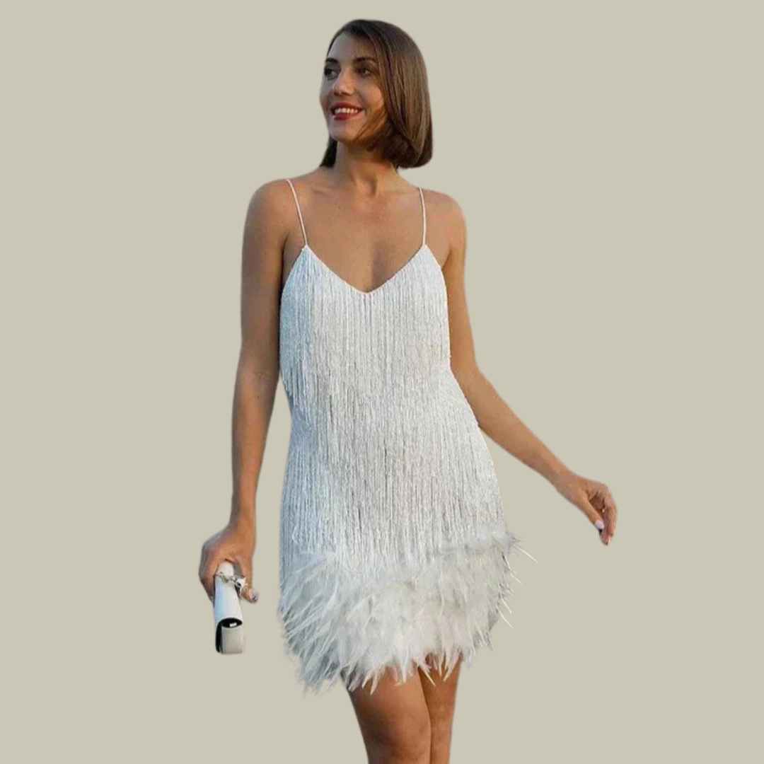 Abito Donna con Frange Elegante – Vestito Corto da Cocktail e Party