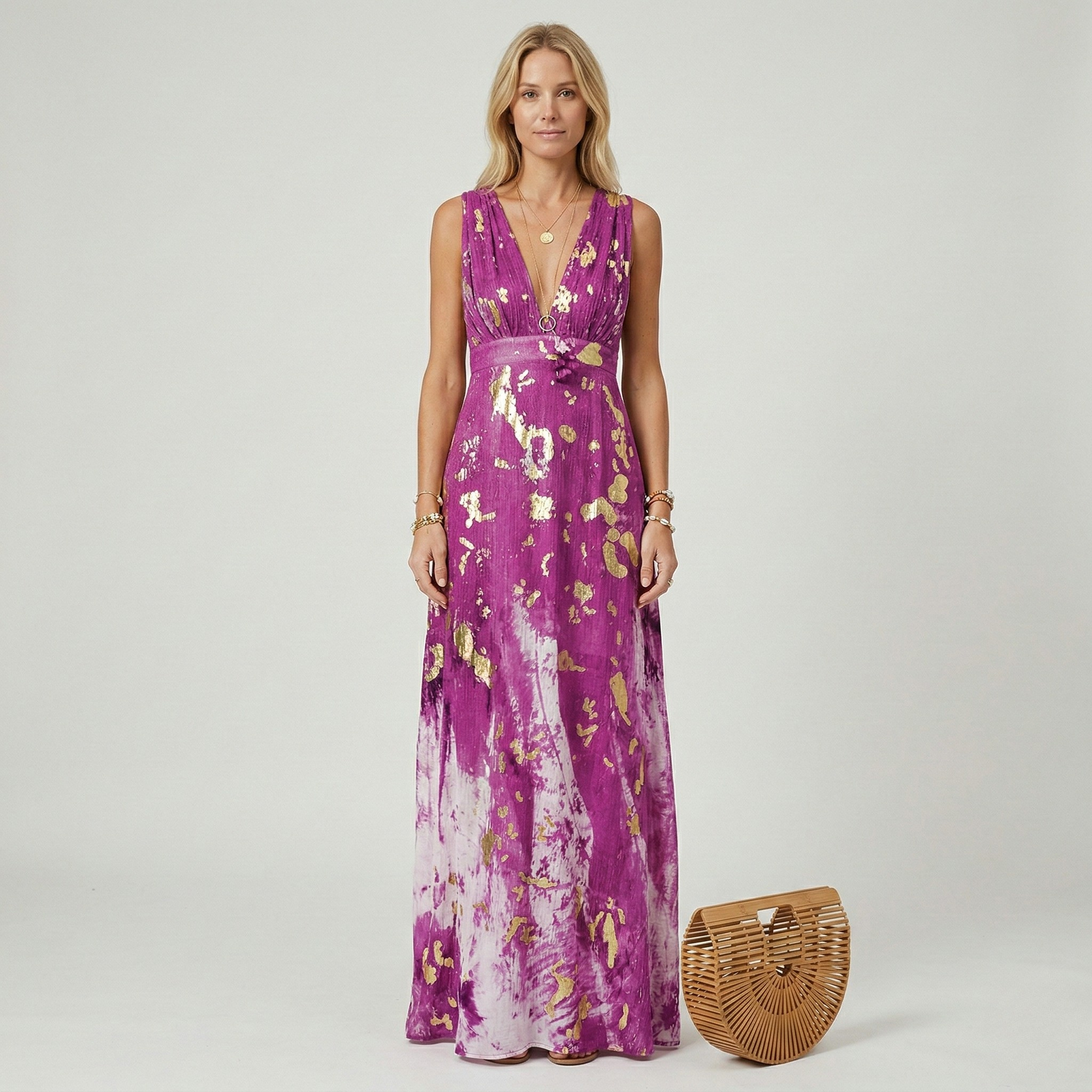 Women's Long Dress V-Neck Sleeveless Elegant Ceremony Dress