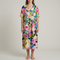 Robe longue femme fleurie en coton avec col en V et manches courtes