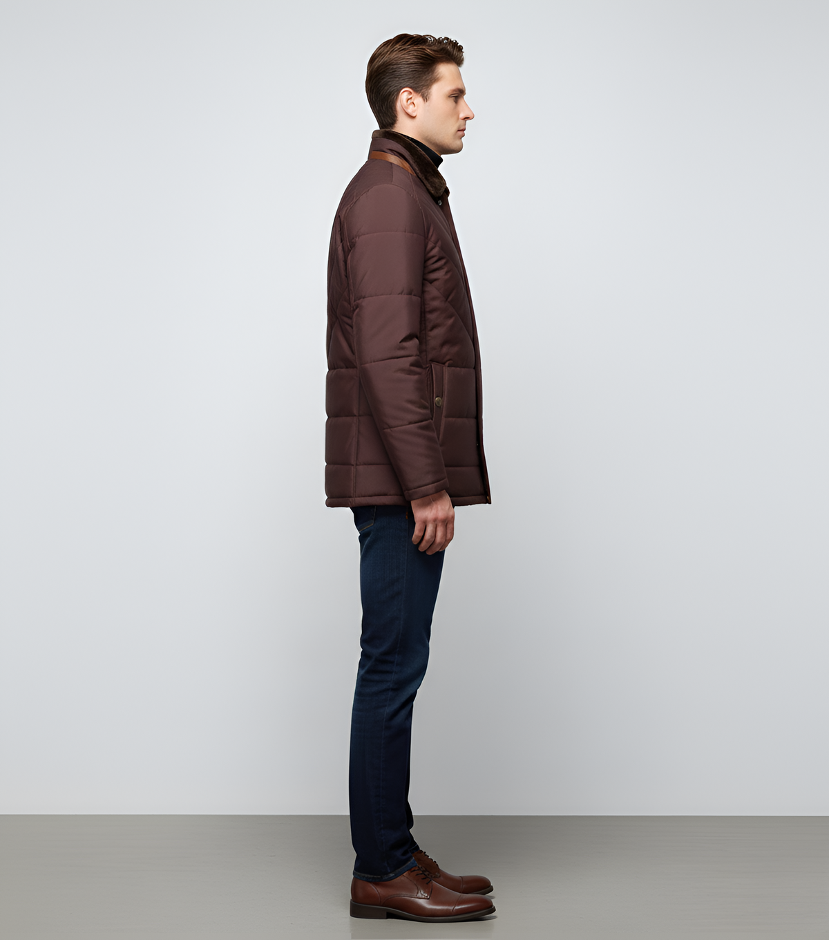 Valerios Fashion jaqueta masculina acolchoada de inverno com gola alta