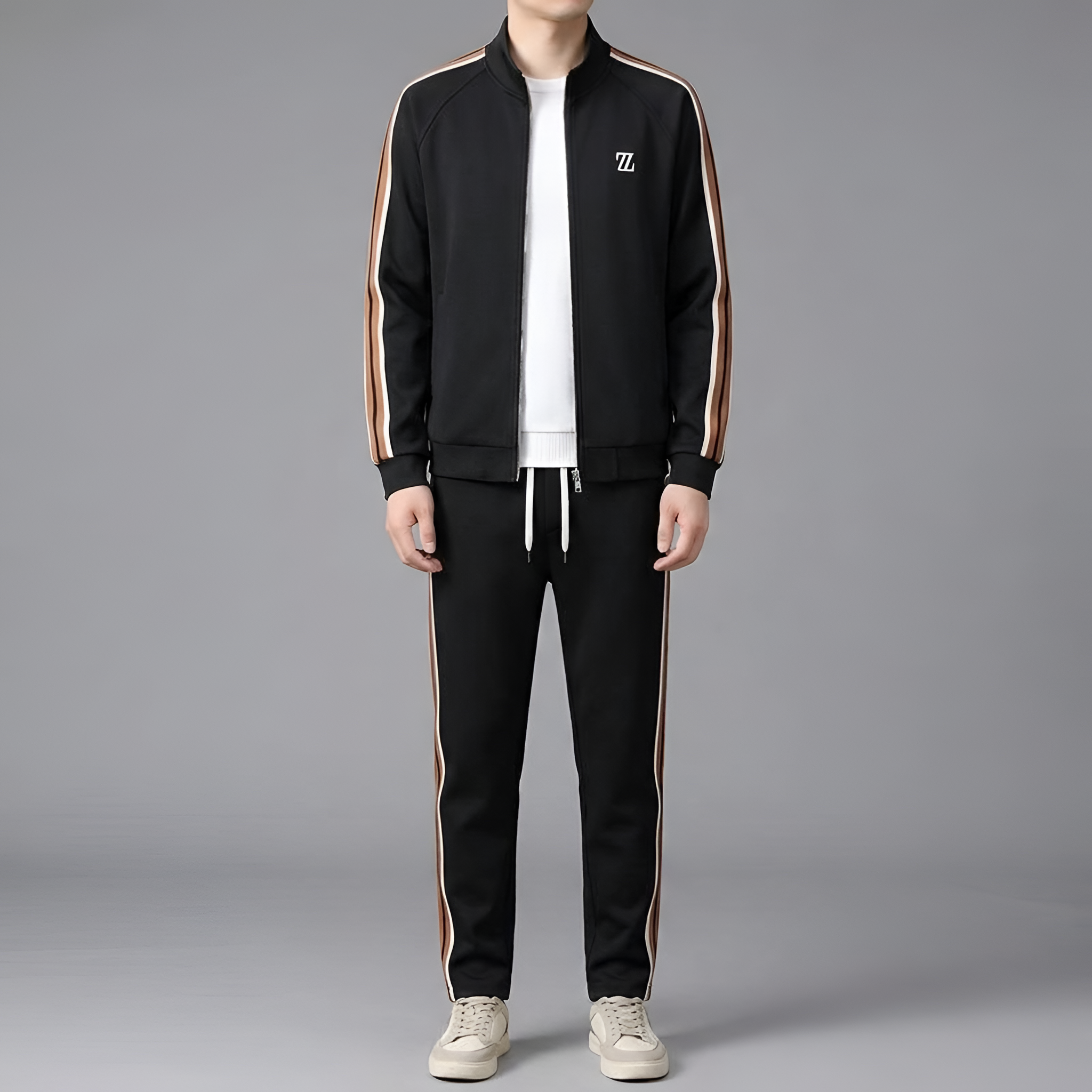 Tuta Uomo Sportiva Completa con Zip Felpa e Pantaloni Jogger