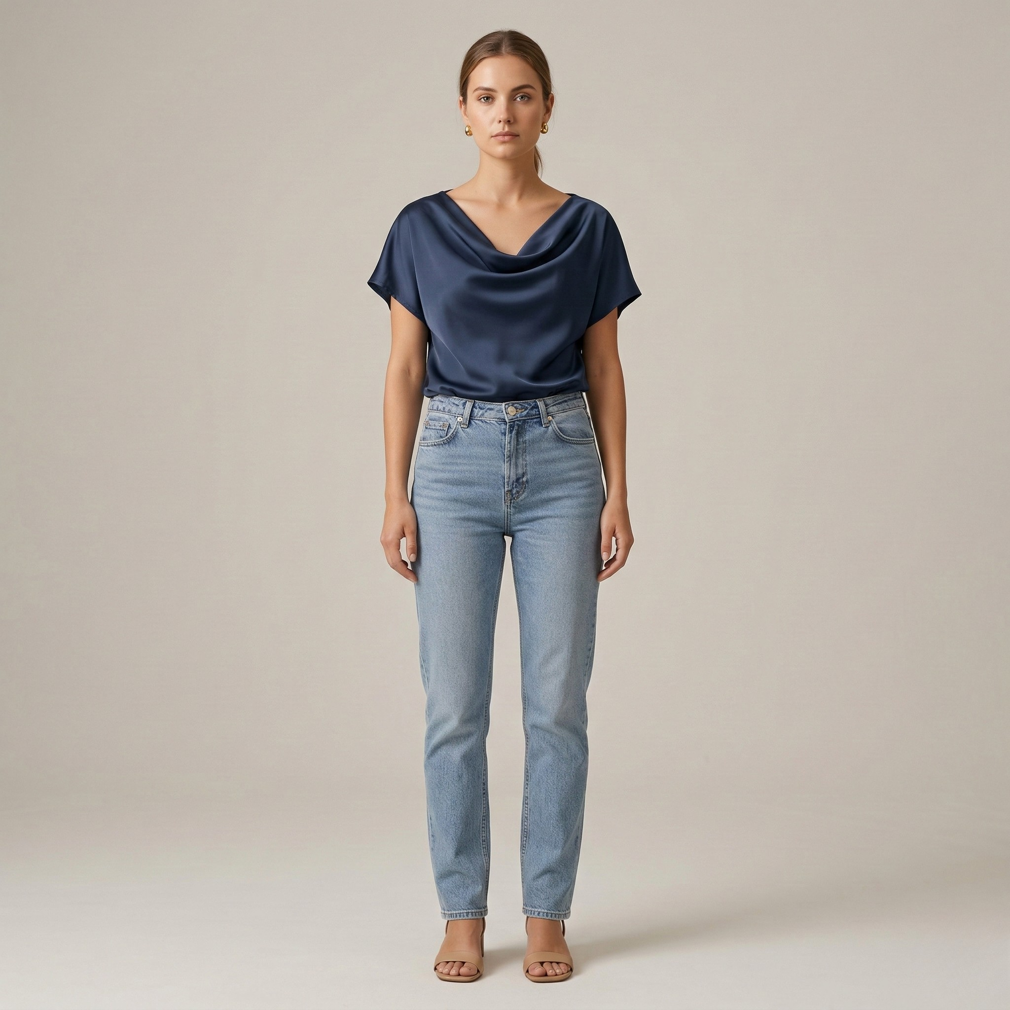 Blusa Donna Elegante con Scollo Drappeggiato Manica Corta Top Casual Elegante
