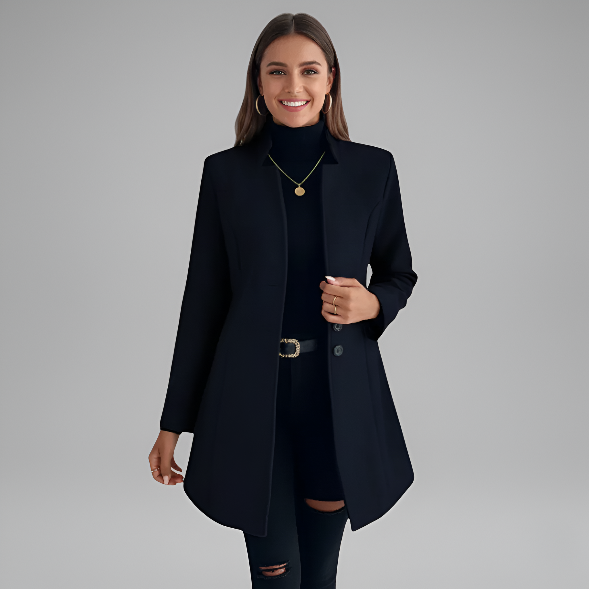Valerios Fashion cappotto donna elegante lungo con chiusura a bottoni