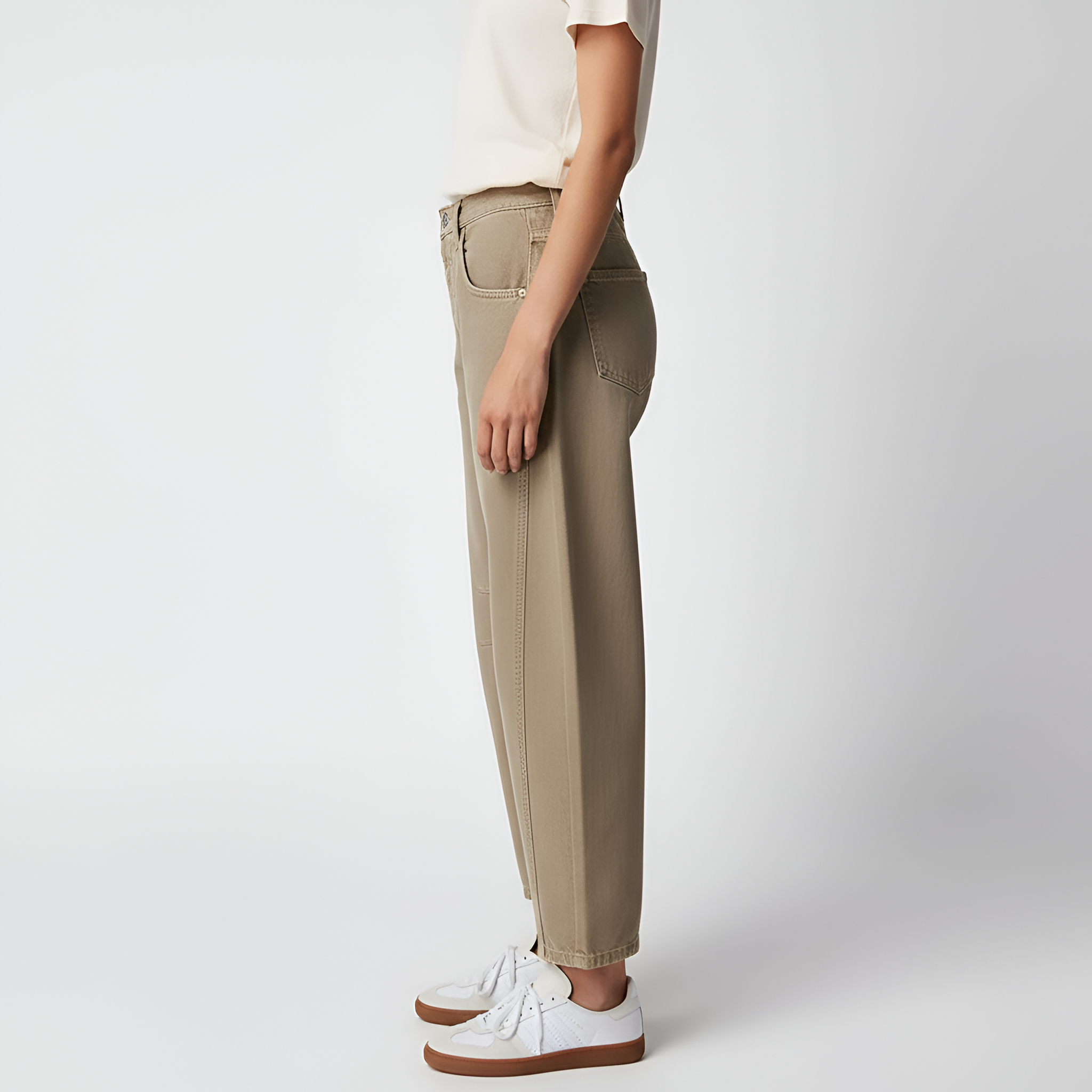 Valerios Fashion jeans donna a gamba larga in denim di cotone vita alta