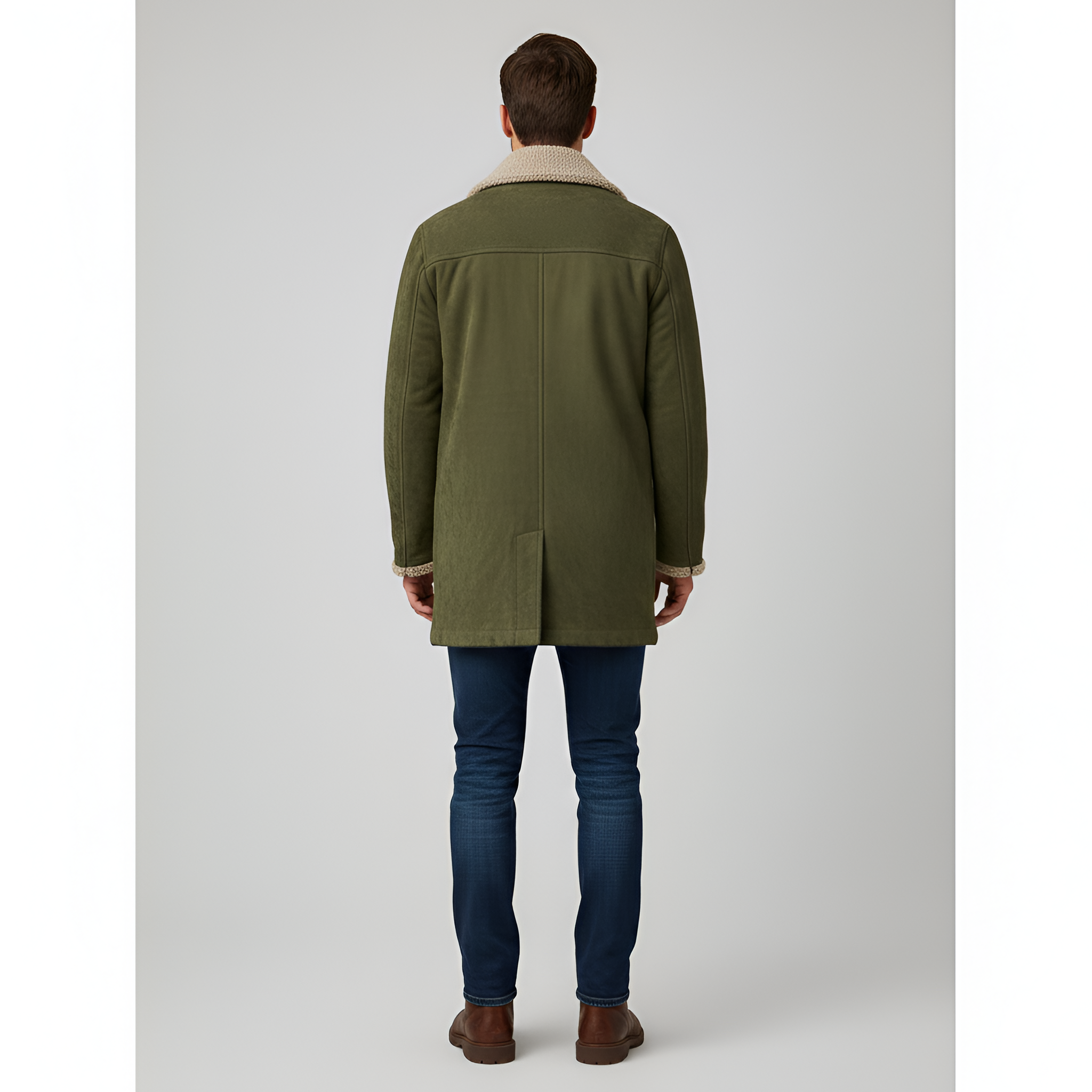 Valerios Fashion giacca uomo foderata in pile con colletto shearling e bottoni