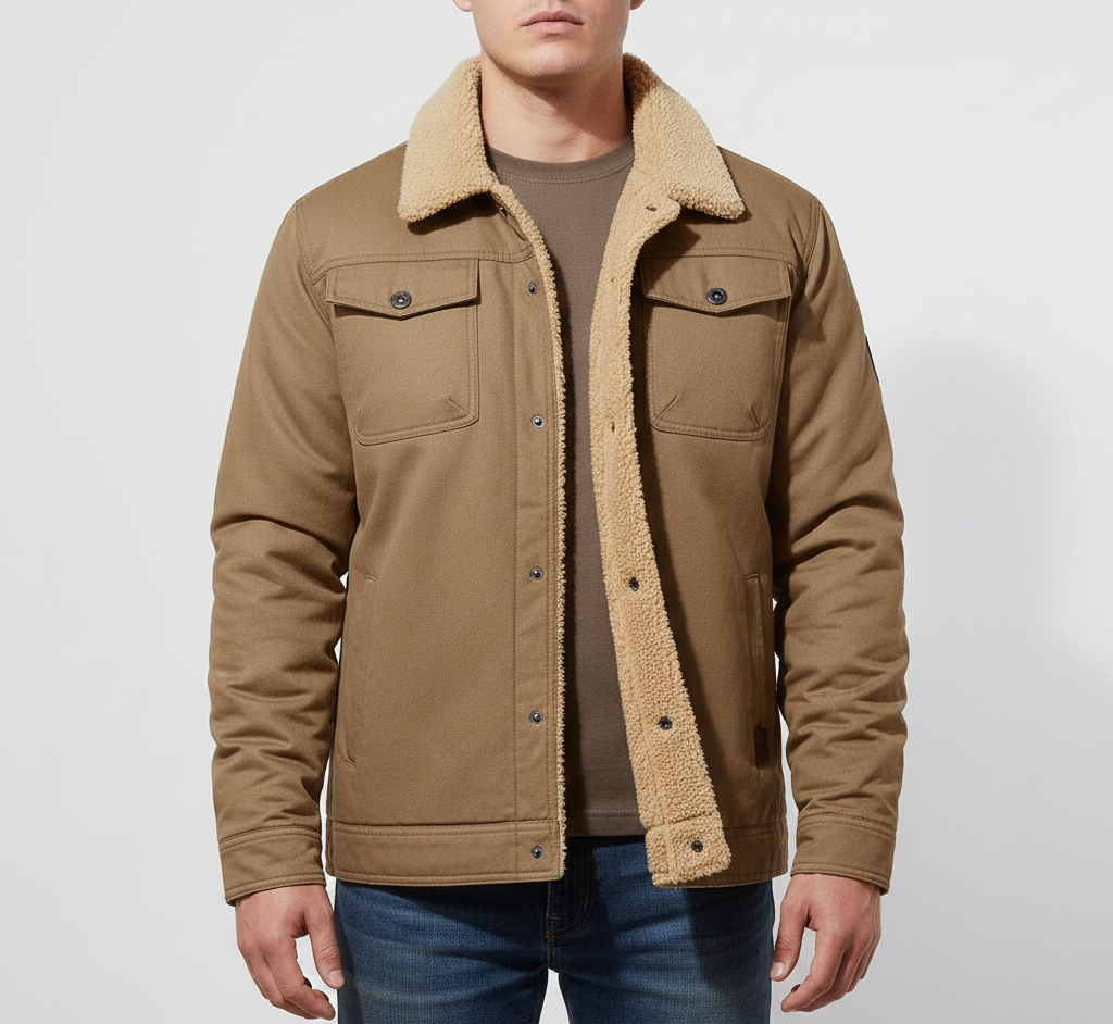 Valerios Fashion giacca uomo invernale imbottita con colletto teddy casual