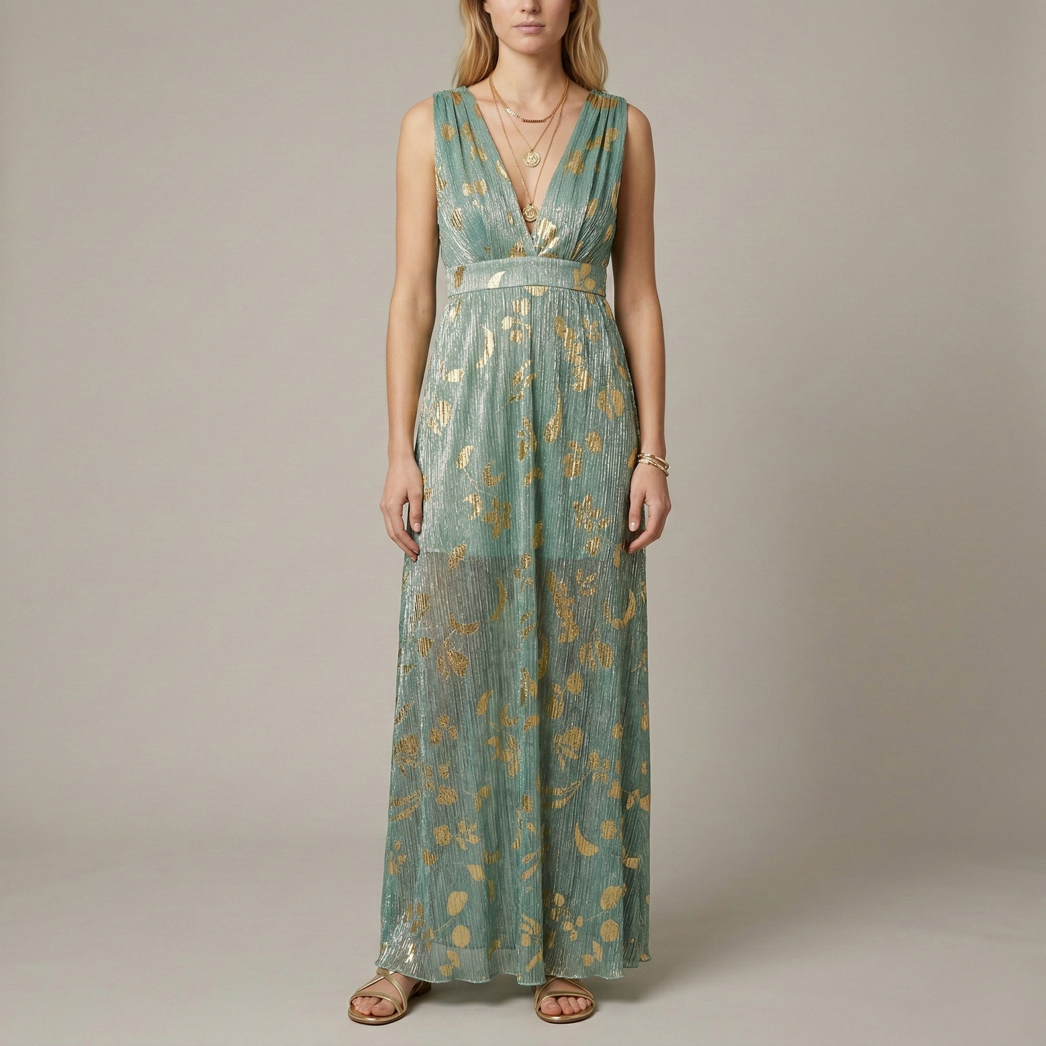 Women's Long Dress V-Neck Sleeveless Elegant Ceremony Dress