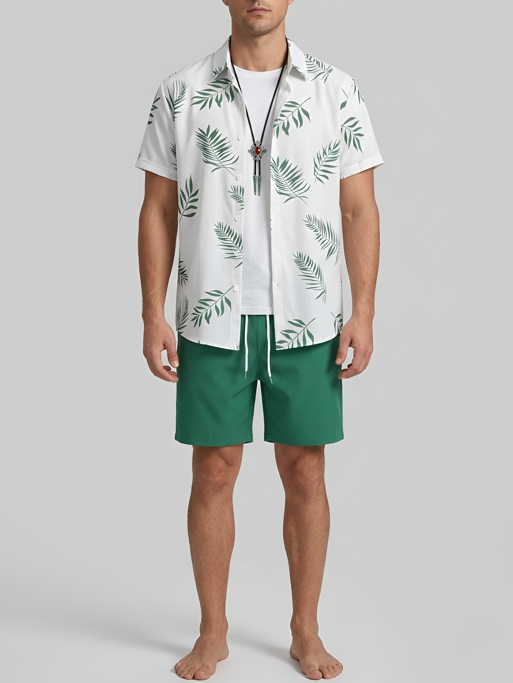 Camicia uomo manica corta stampa tropicale camicia estiva casual uomo cotone