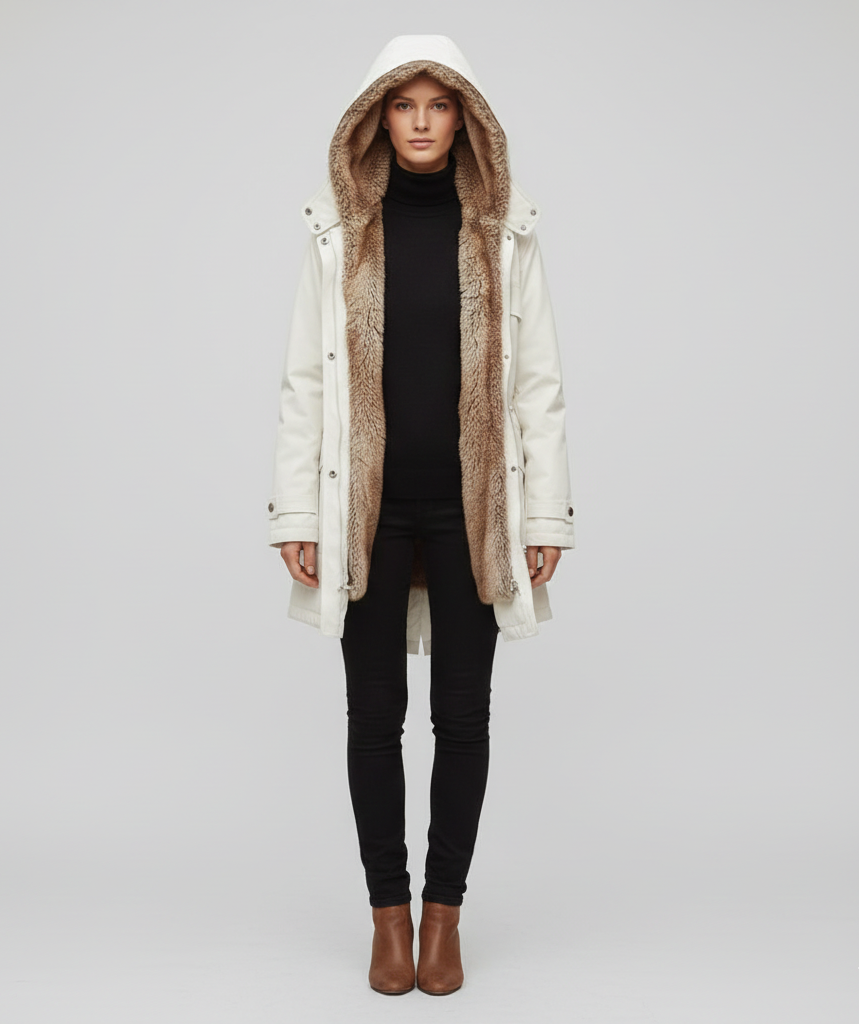 Valerios Fashion parka donna con pelliccia sintetica