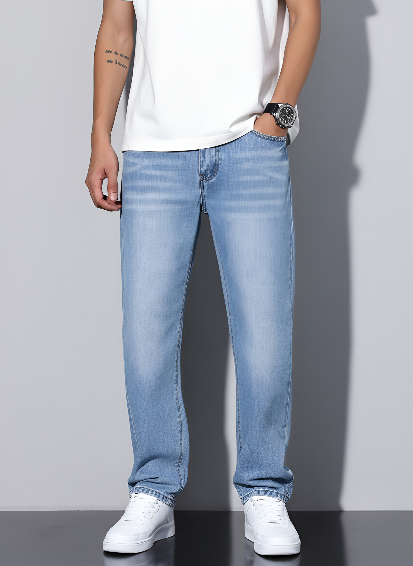 Valerios Fashion jeans uomo casual in denim di cotone vestibilità regolare