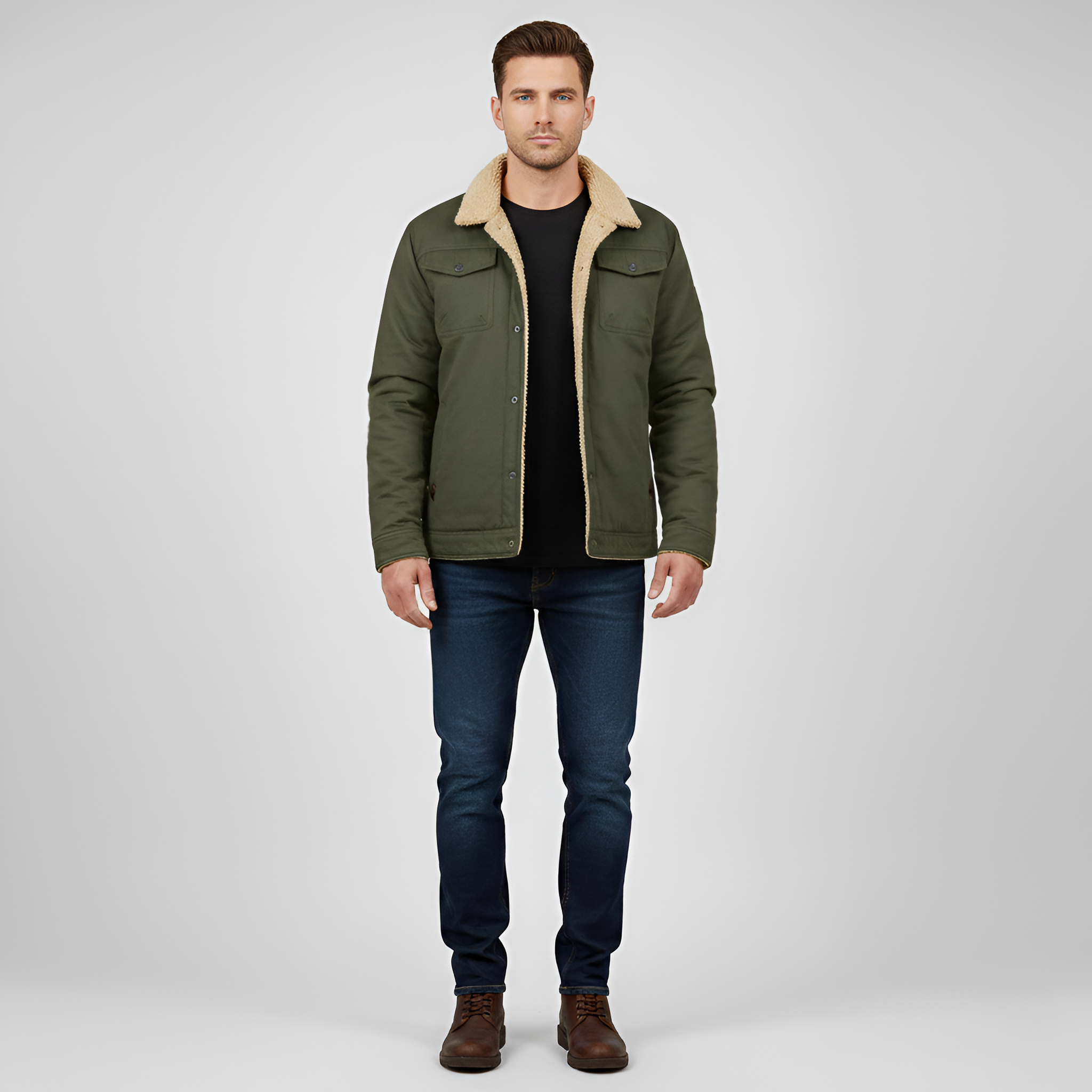 Valerios Fashion giacca invernale uomo foderata peluche antivento