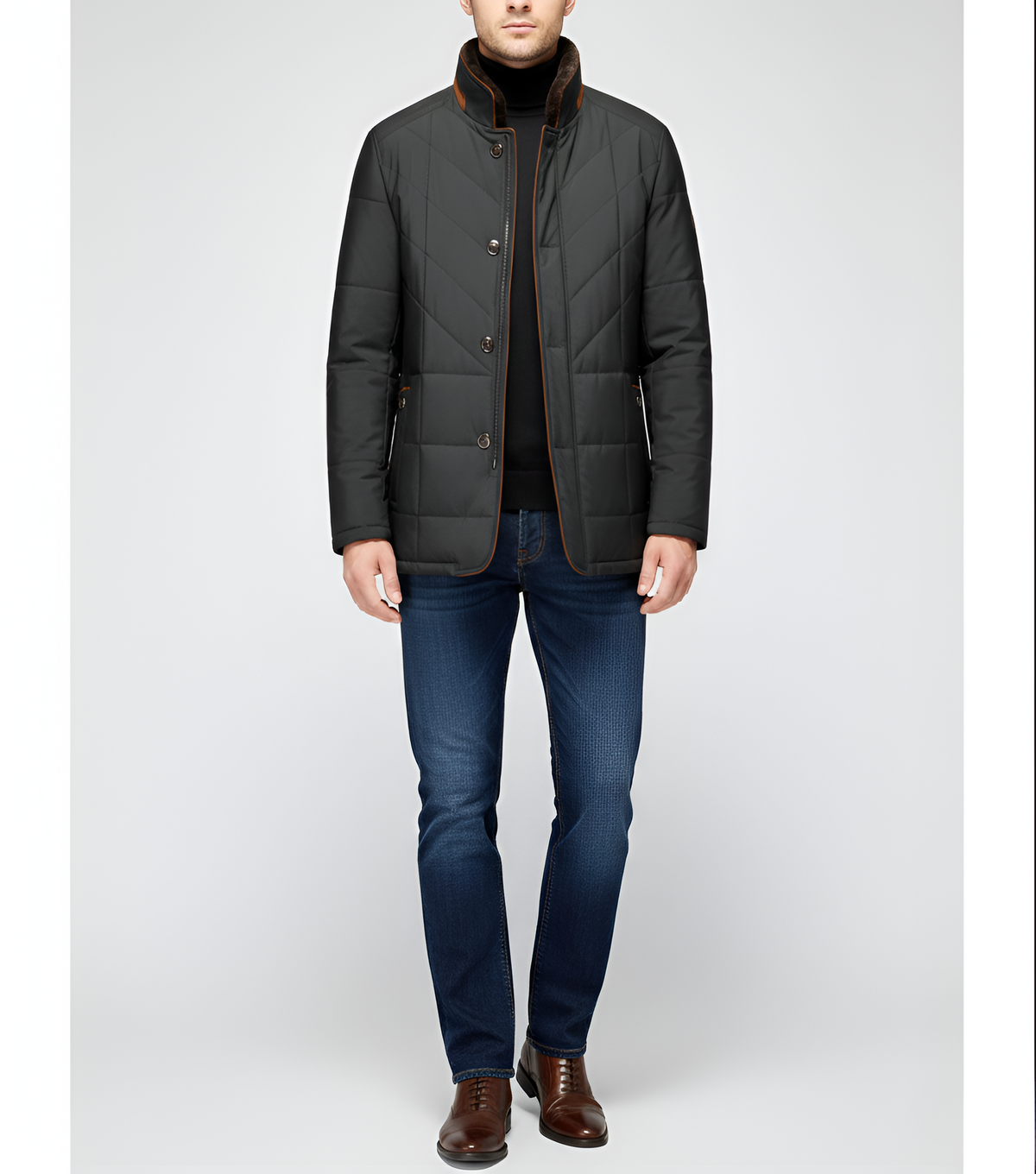 Valerios Fashion jaqueta masculina acolchoada de inverno com gola alta
