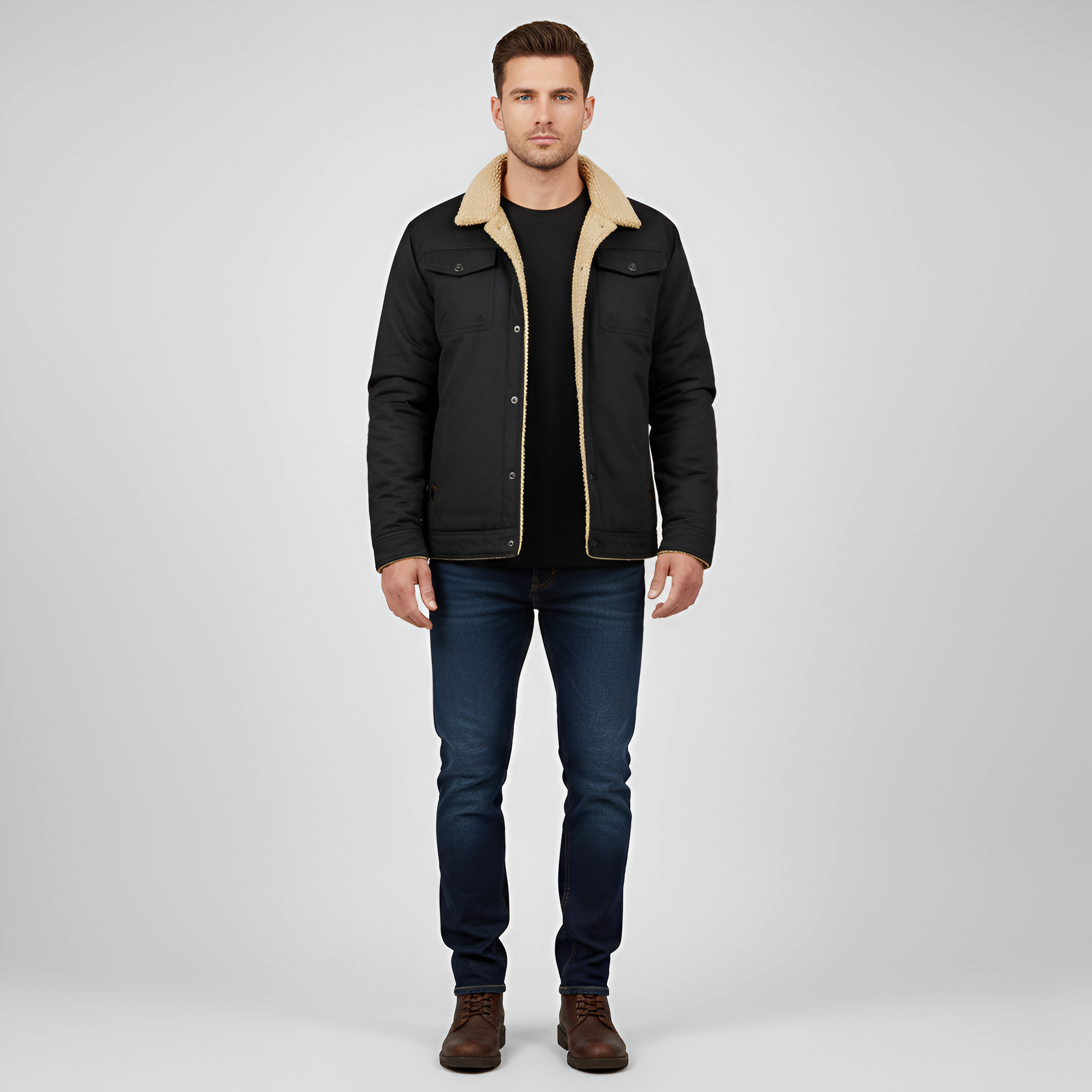 Valerios Fashion giacca invernale uomo foderata peluche antivento