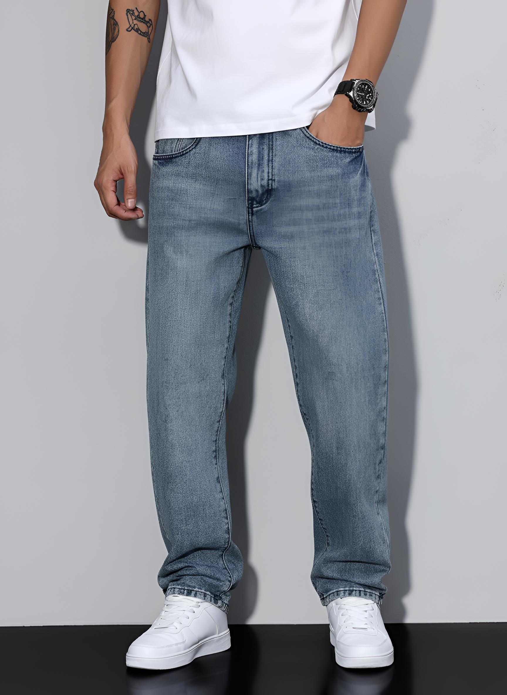 Valerios Fashion jeans uomo casual in denim di cotone vestibilità regolare