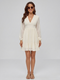 Women's Short V-Neck Dress with Long Sleeves, Elegant Chiffon Ruffle Dress