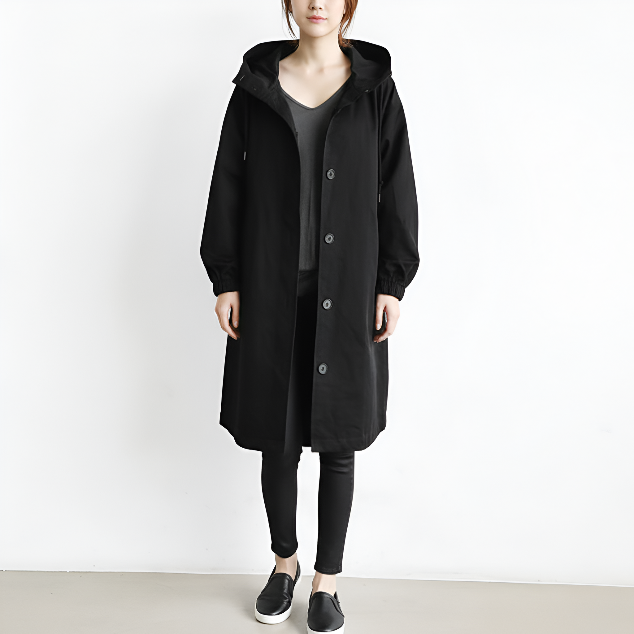 Valerios Fashion cappotto donna impermeabile leggero con cappuccio