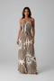 Women’s strapless long dress with print, elegant casual summer dress