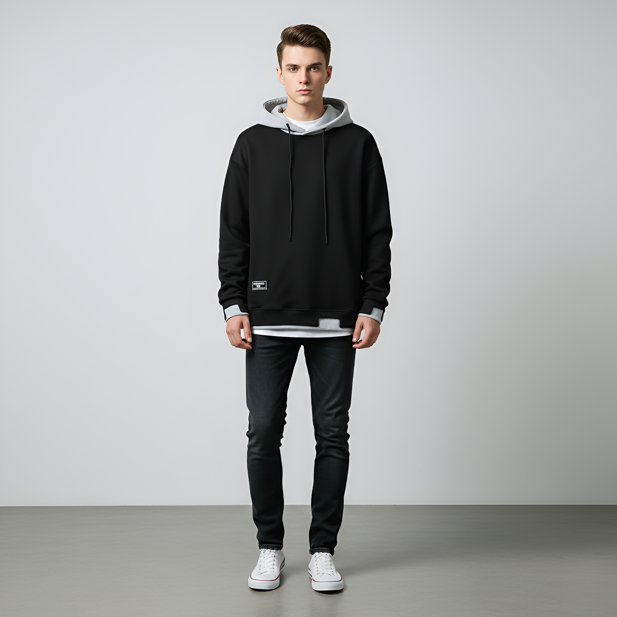 Valerios Fashion felpa con cappuccio uomo in cotone casual