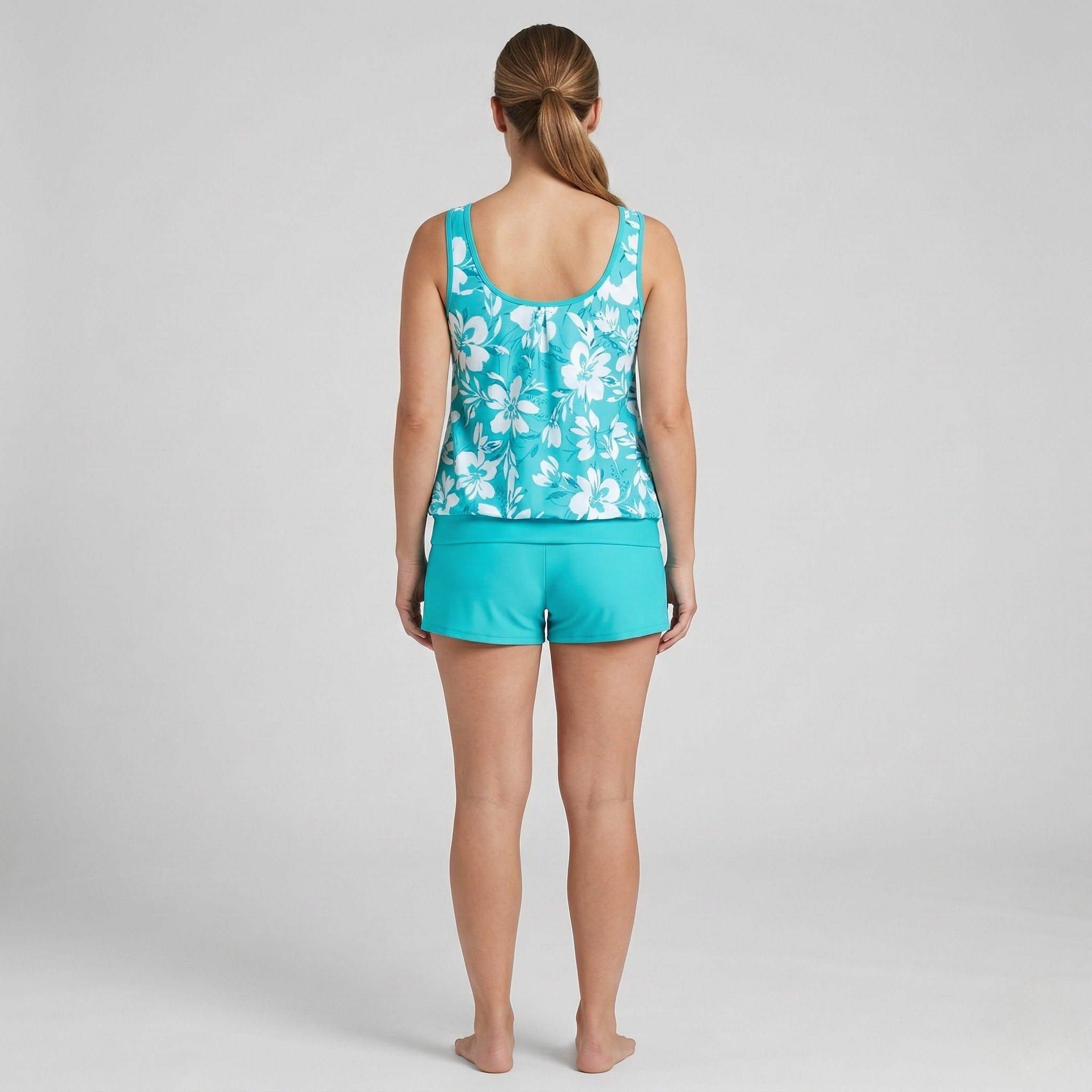 Tankini donna con pantaloncini costume da bagno due pezzi controllo addome