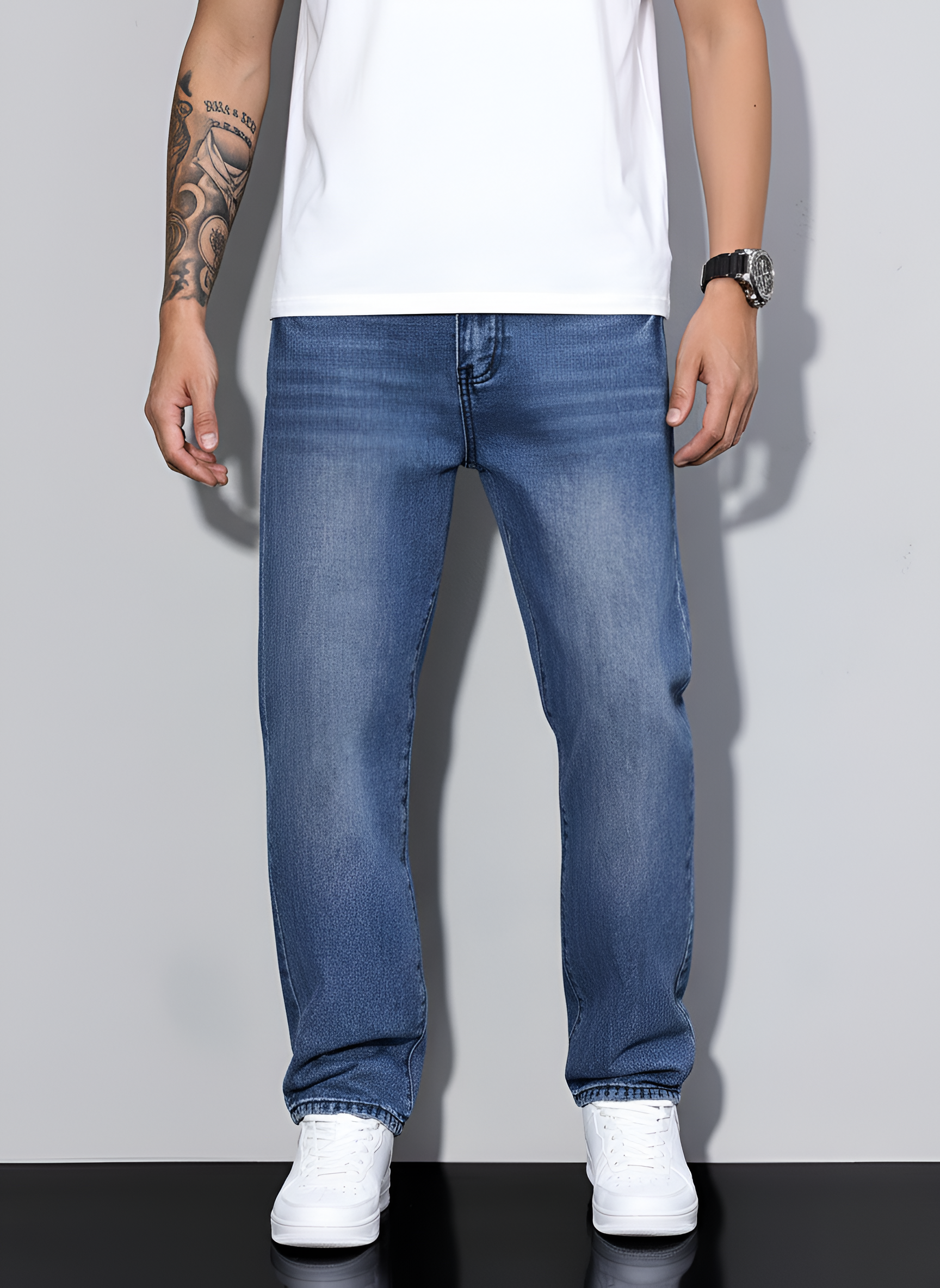 Valerios Fashion jeans uomo casual in denim di cotone vestibilità regolare