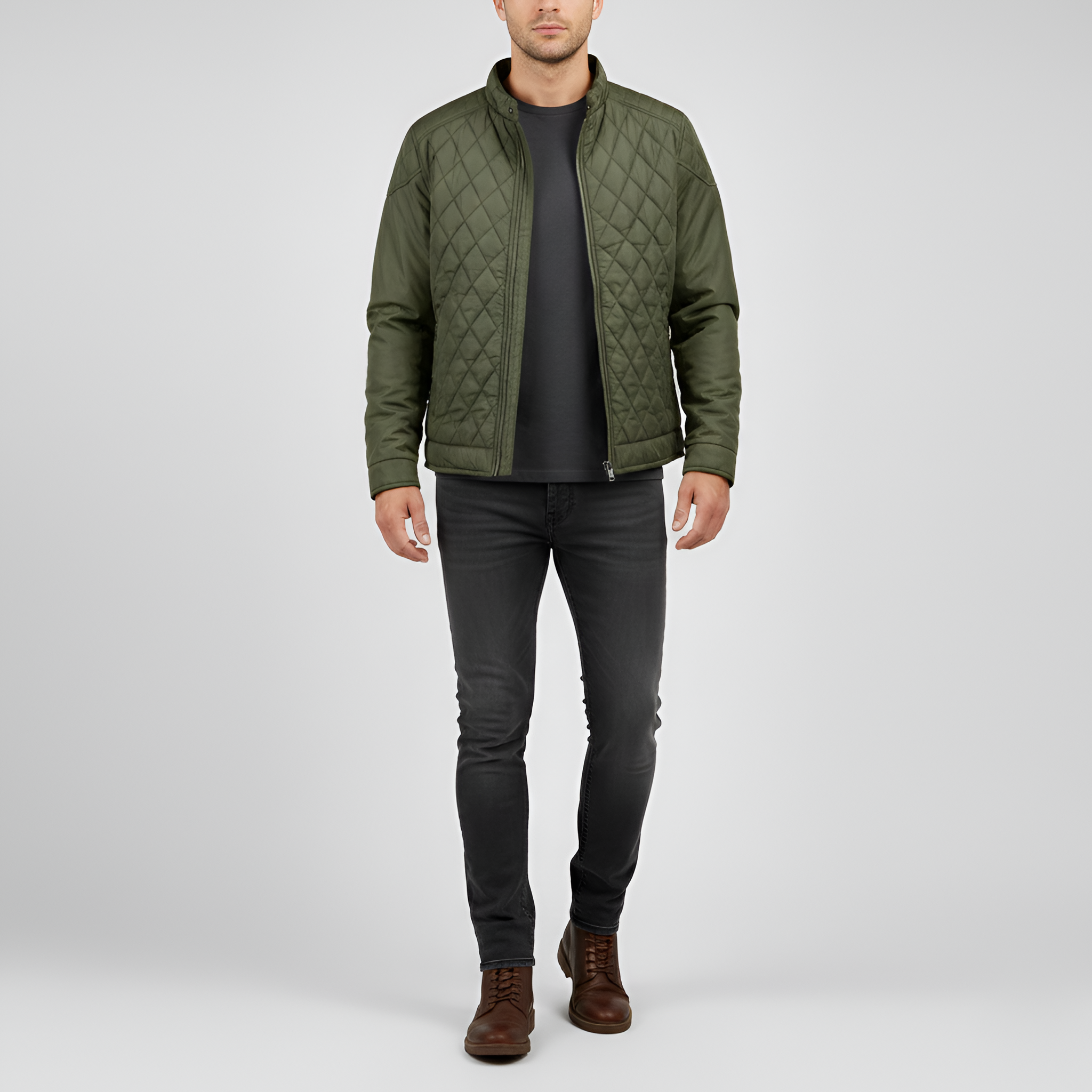 Valerios Fashion Giacca Uomo Trapuntata con Zip e Collo Alto Casual Invernale