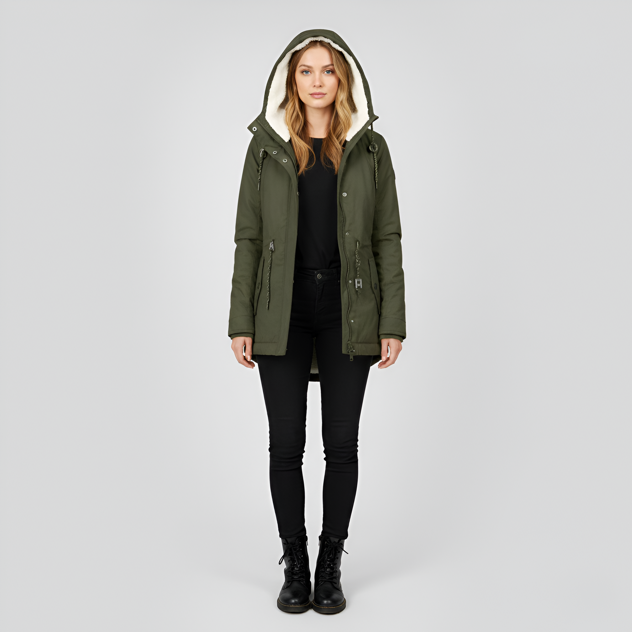 Valerios Fashion giacca invernale donna con cappuccio foderata in pile termo-caldo