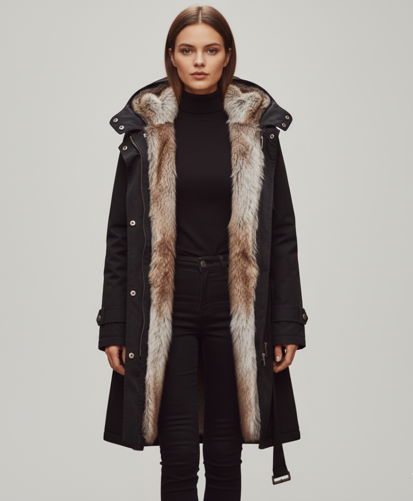 Valerios Fashion parka donna con pelliccia sintetica