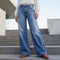 Jeans a Vita Alta e Gamba Larga in Stile Vintage