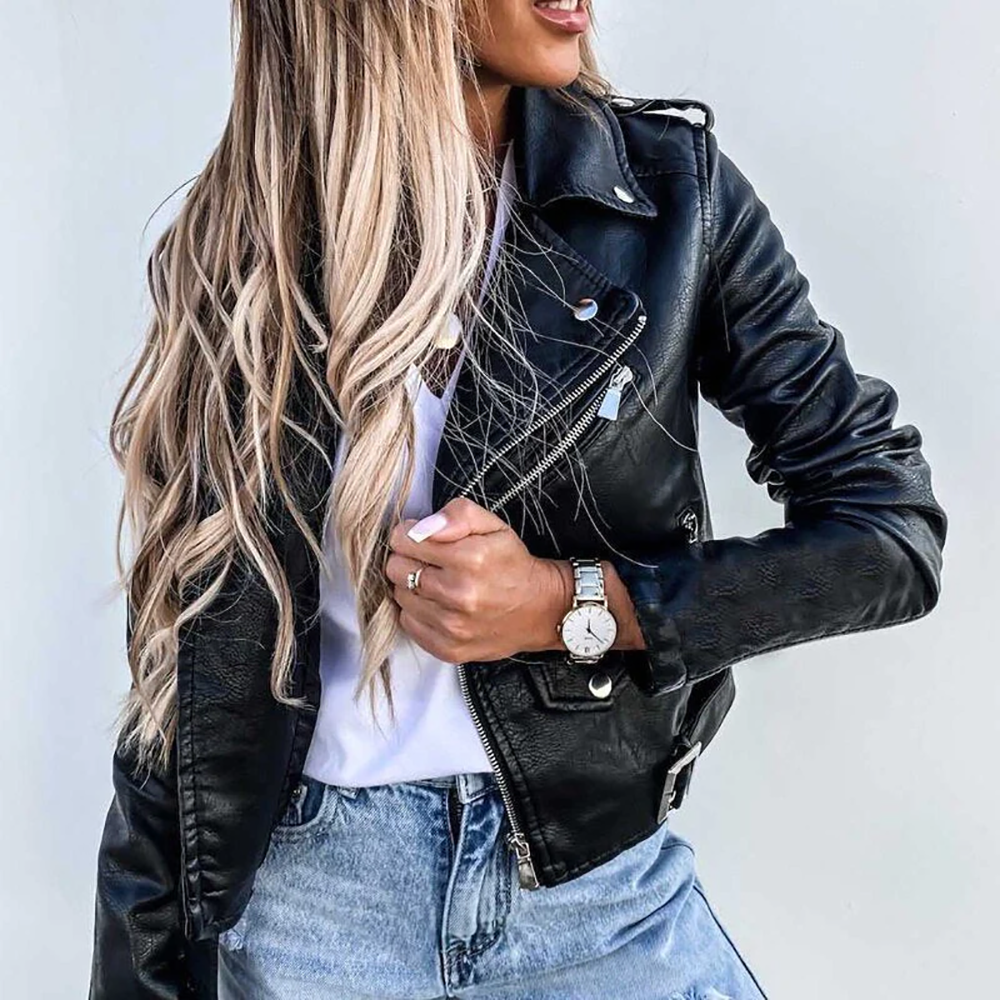 Giacca in pelle elegante e raffinata da donna