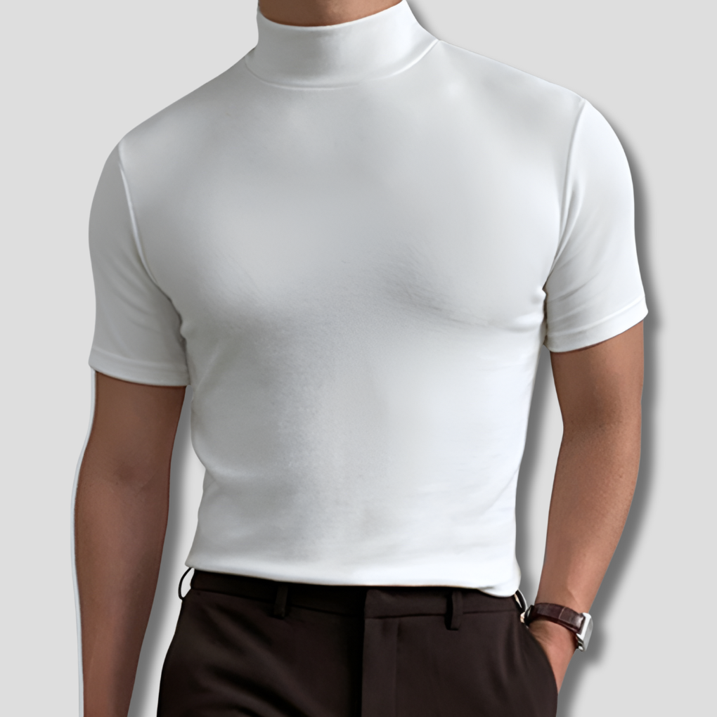 T-Shirt Uomo a Collo Alto Slim Fit a Maniche Corte