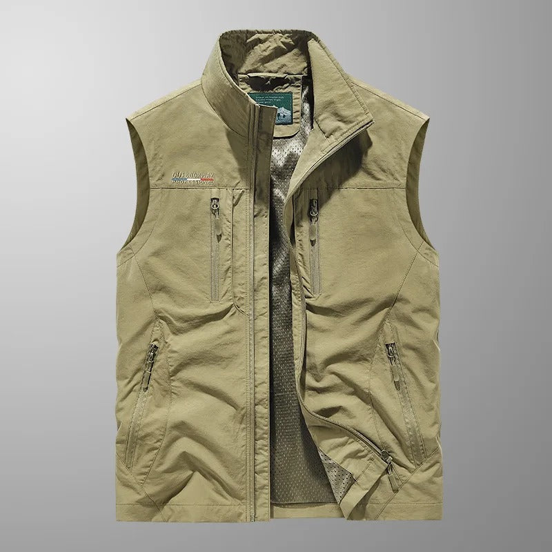 Gilet Uomo Multitasche Leggero Antivento con Zip – Gilet Outdoor Casual Traspirante per Trekking, Viaggi e Uso Quotidiano
