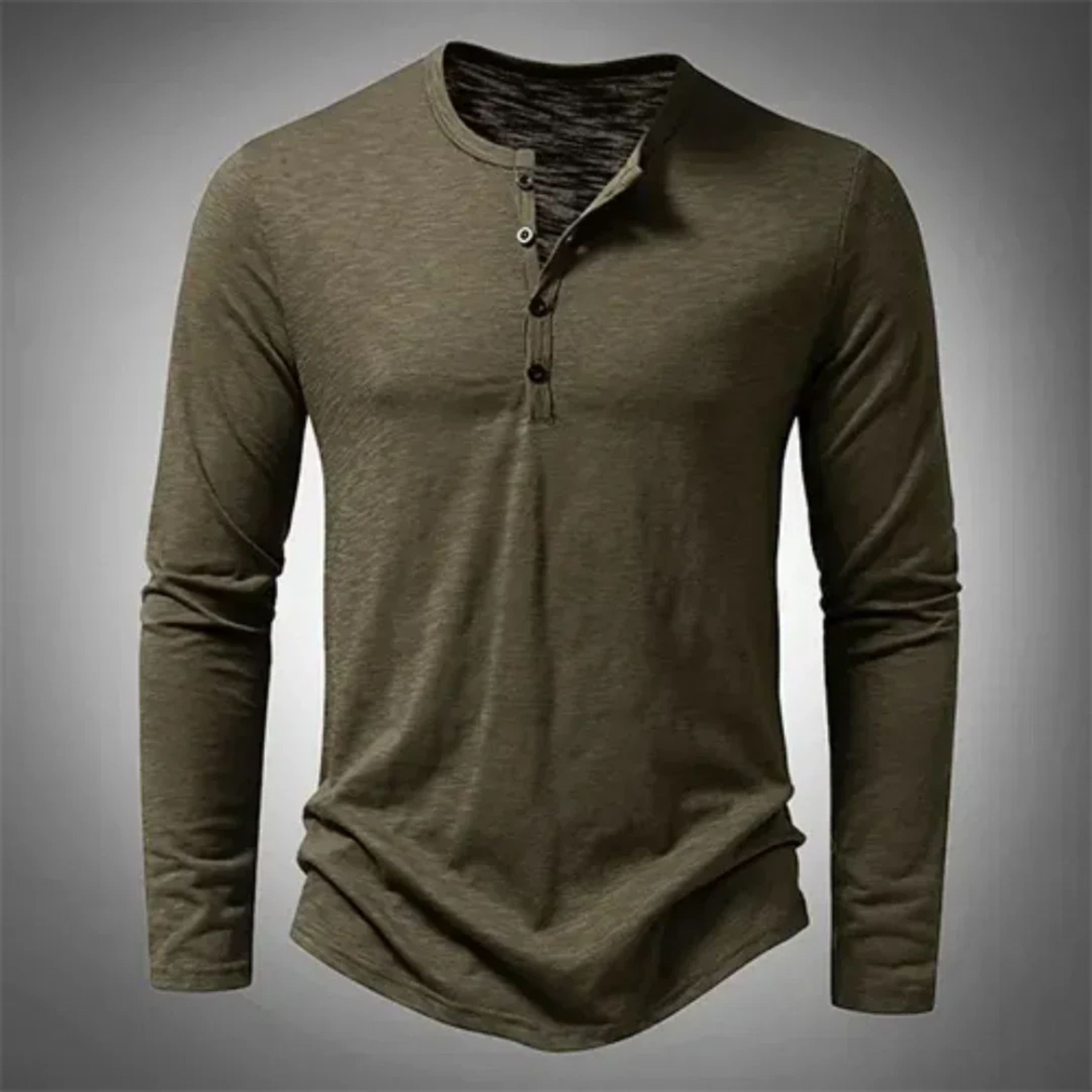 T-shirt Henley Décontracté à Manches Longues pour Homme