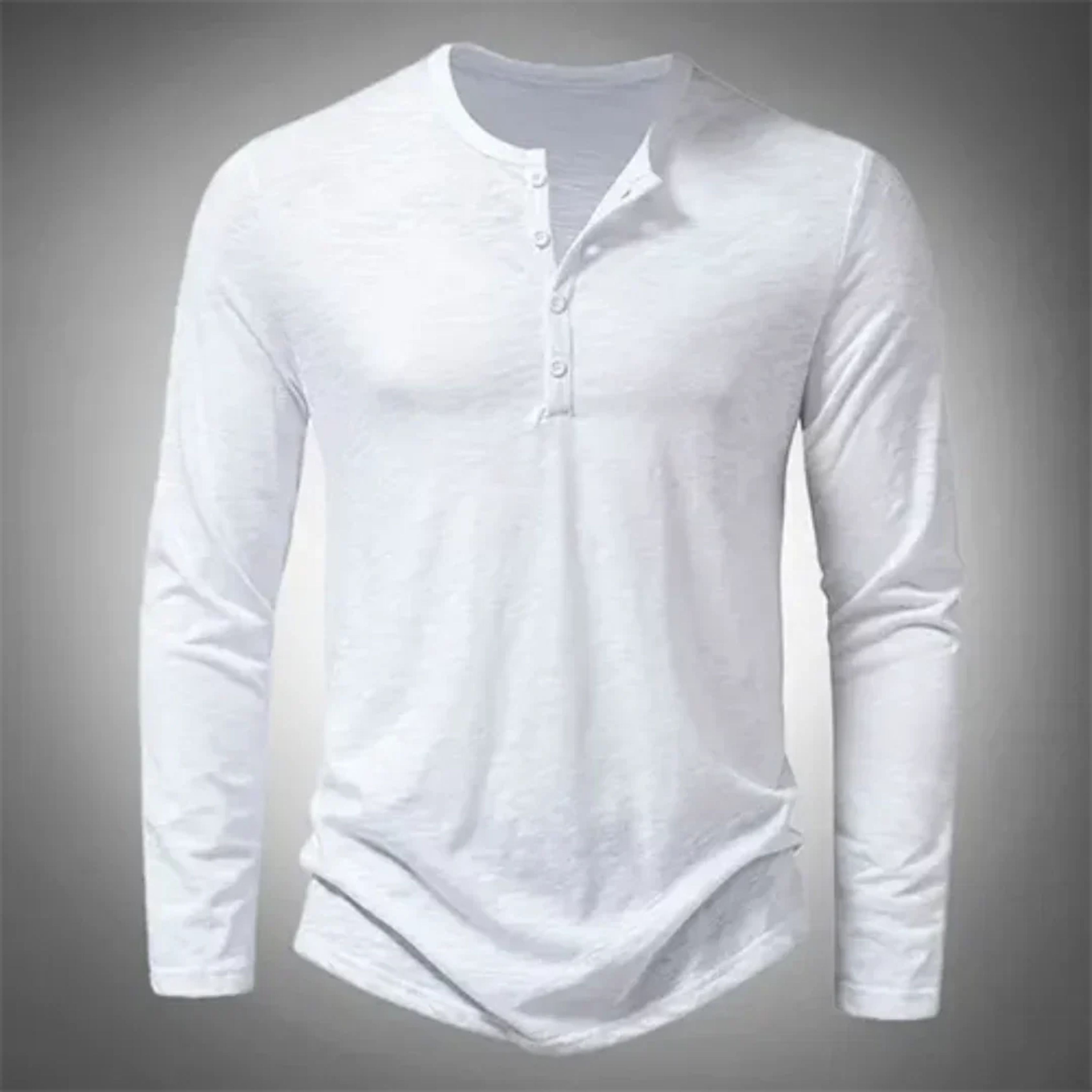 T-shirt Henley Décontracté à Manches Longues pour Homme