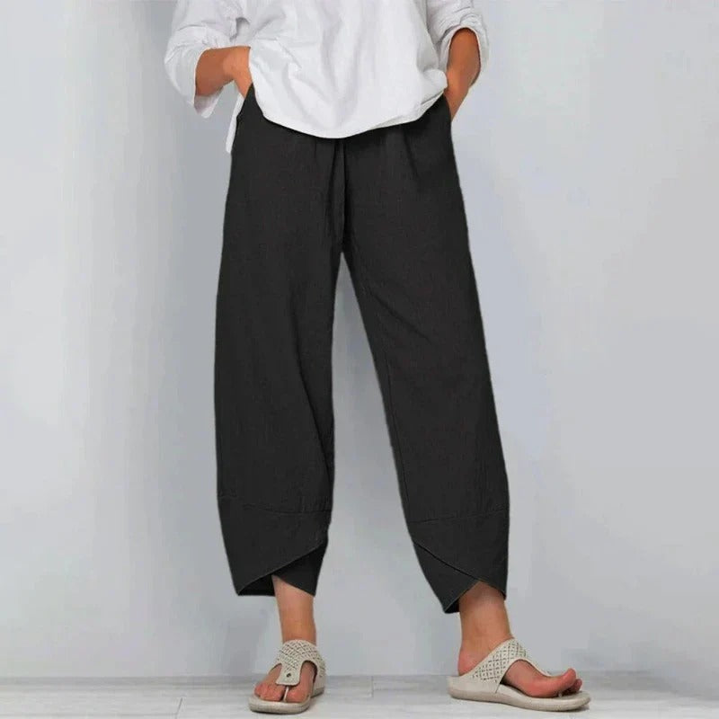Pantaloni Harem da Donna in Lino e Cotone a Vita Elasticizzata – Casual, Morbidi e Traspiranti
