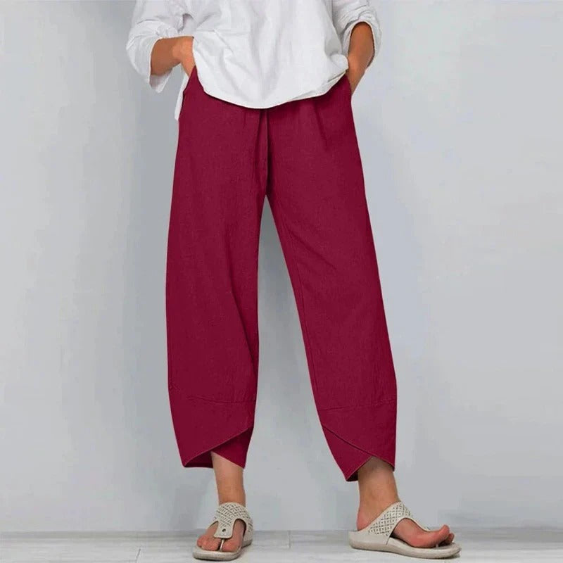 Pantaloni Harem da Donna in Lino e Cotone a Vita Elasticizzata – Casual, Morbidi e Traspiranti