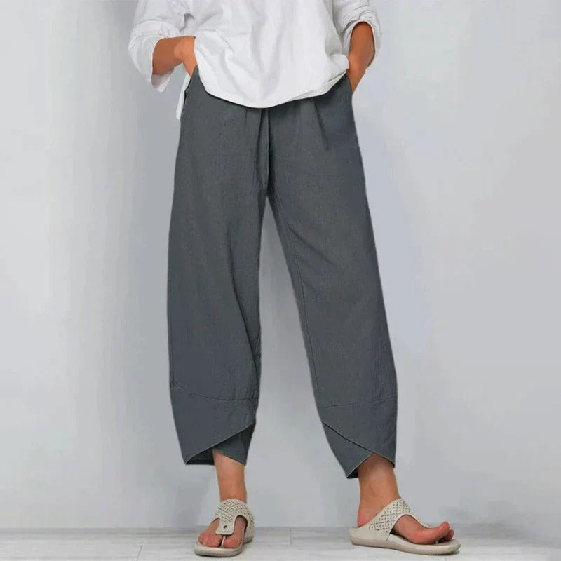 Pantaloni Harem da Donna in Lino e Cotone a Vita Elasticizzata – Casual, Morbidi e Traspiranti