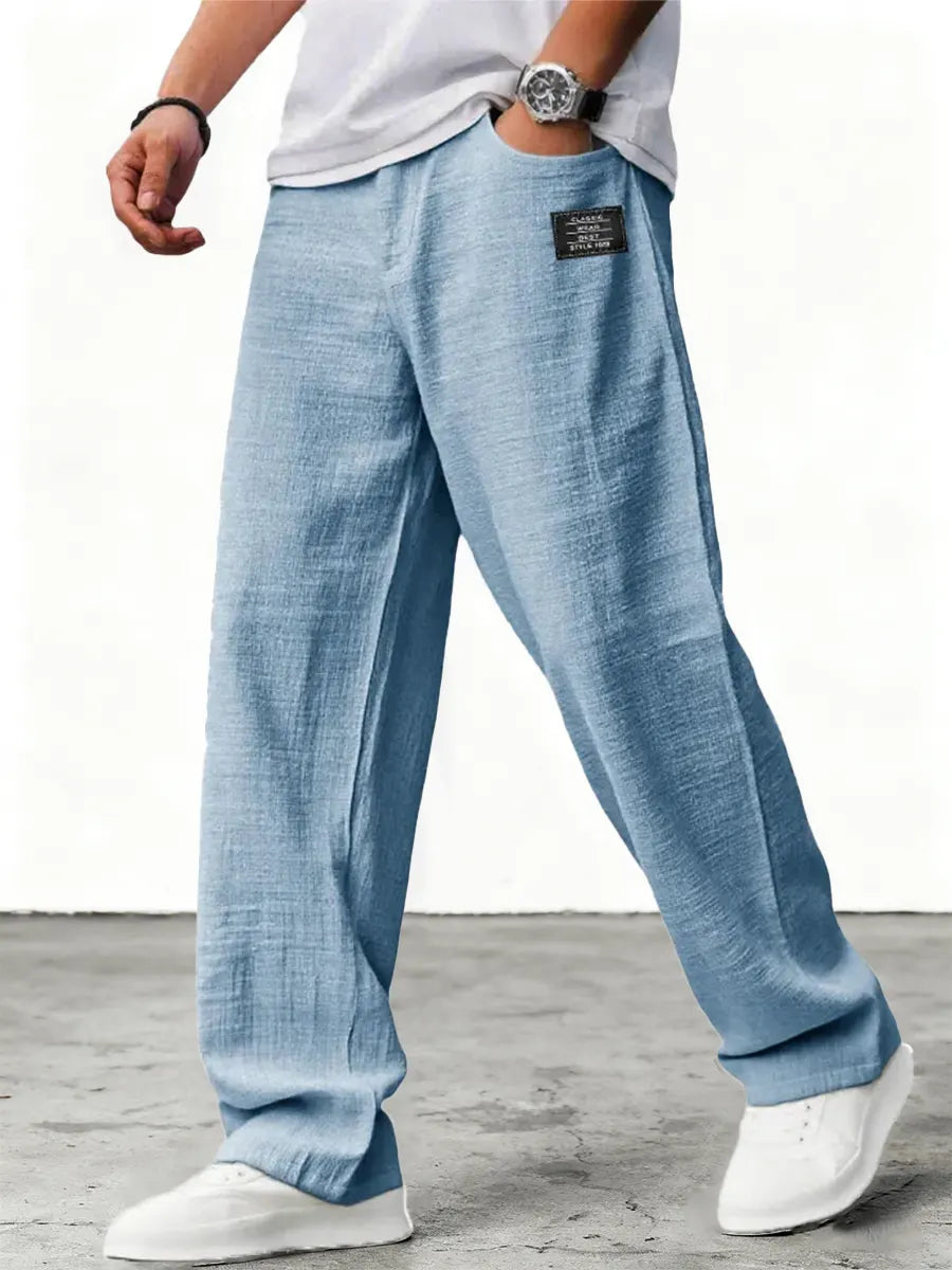 Pantaloni in Lino a Gamba Larga